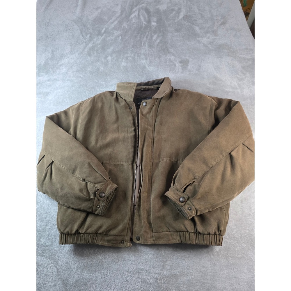 Members Only Bomber Jacket Mens XL Brown Faux Suede Full Zip Vintage Style